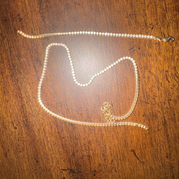 14k Stamped 585 Gold Tennis Necklace Broken Needs To Be Fixed - Picture 7 of 13